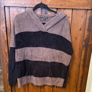 Barefoot Dreams Bamboo Chic Lite striped pullover hooded sweater, Size S/M